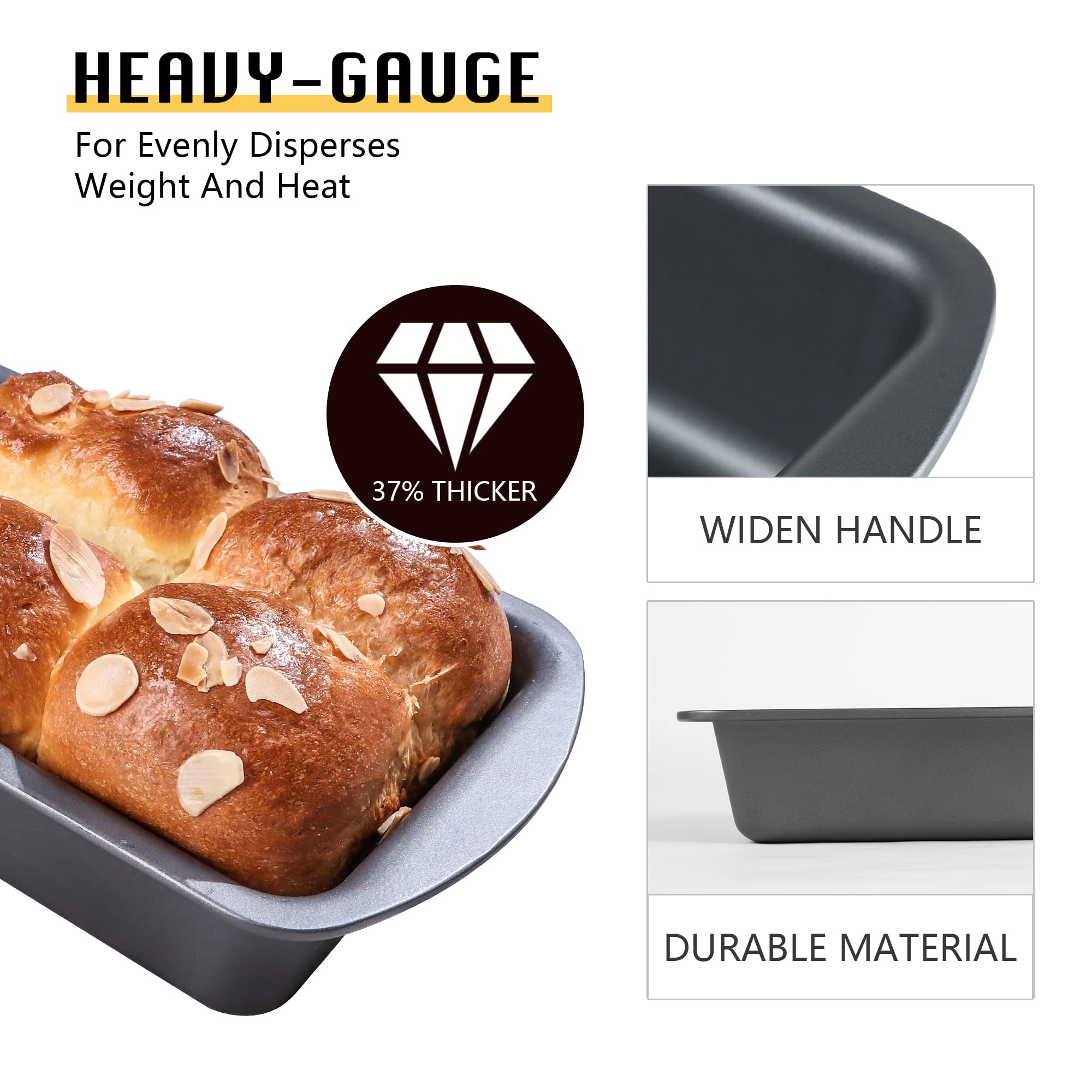 Bread Loaf Pan with Wide Grips, 8.5 x 4.5 Inch, 1 Lb (3-Pack)