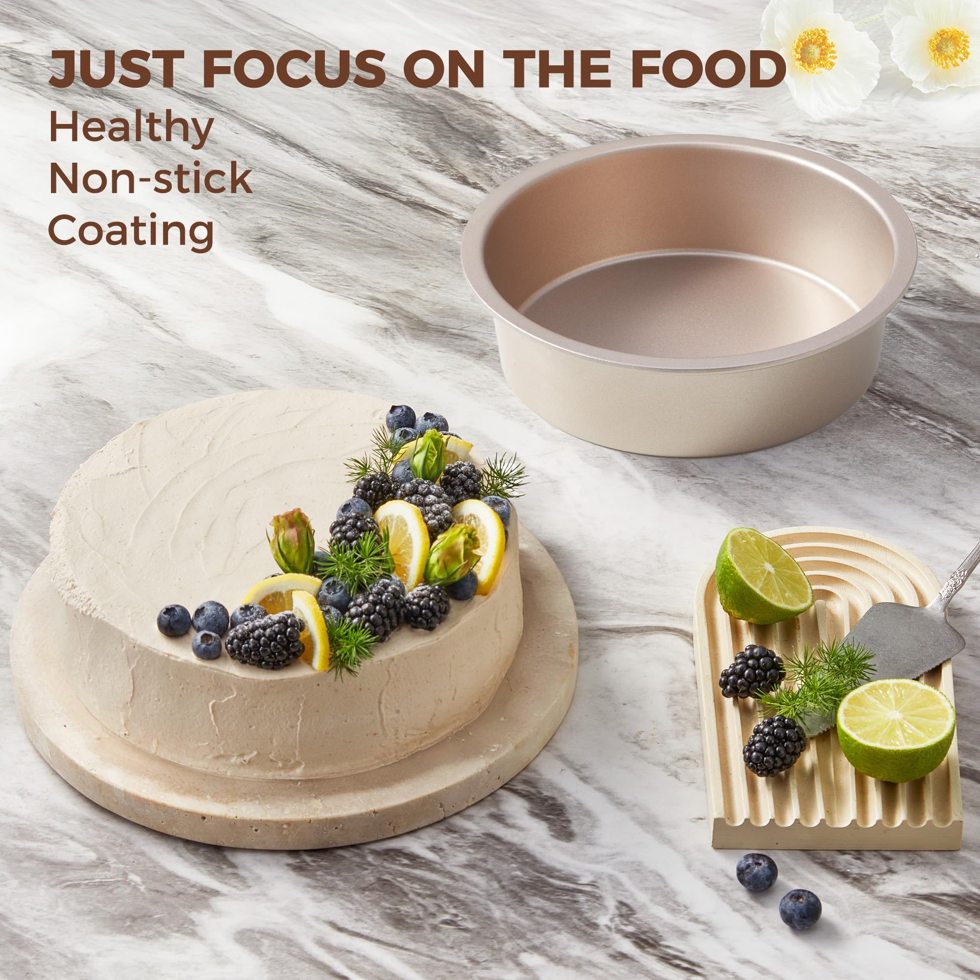 8-Inch Deep Round Cake Pans (2-Pack) with Silicone Slings (2-Pack)