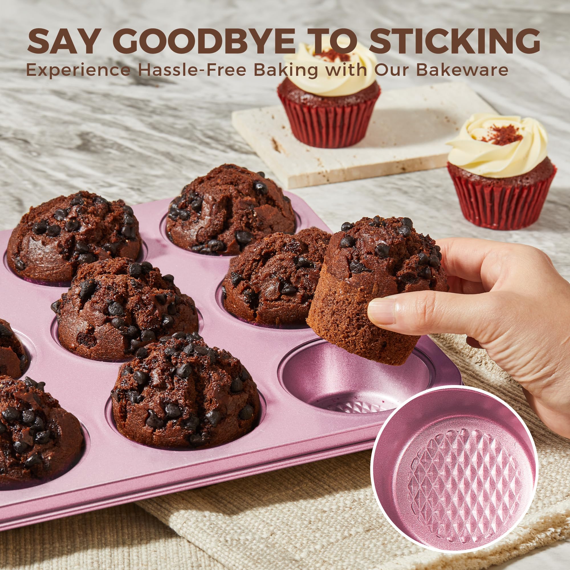 Diamond Texture Nonstick Bakeware Set (9-Piece)