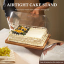 2-in-1 Acacia Wood Cake Stand with Lid & Cheese Knife Set