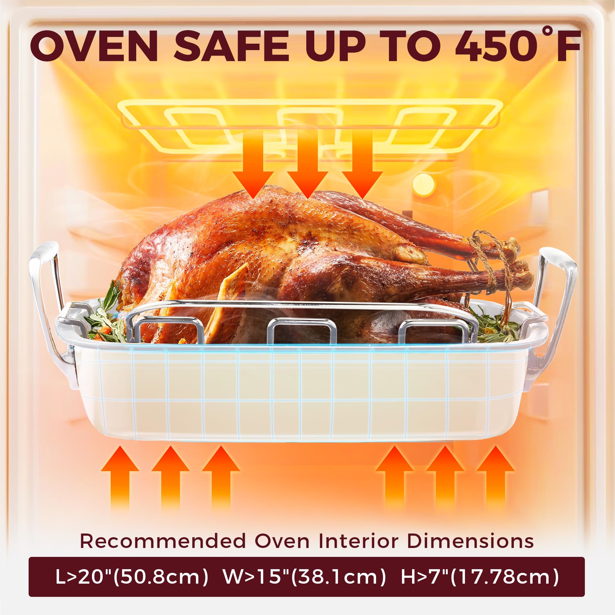 Ceramic Nonstick Roasting Pan with Rack, 18.7 × 13.6