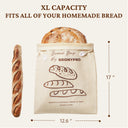 Reusable Beeswax Linen Bread Bags, XL 17x13.5" (2-Pack)