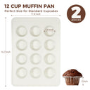 Diamond Texture Ceramic Muffin Pan, 12-Cup (2-Pack)