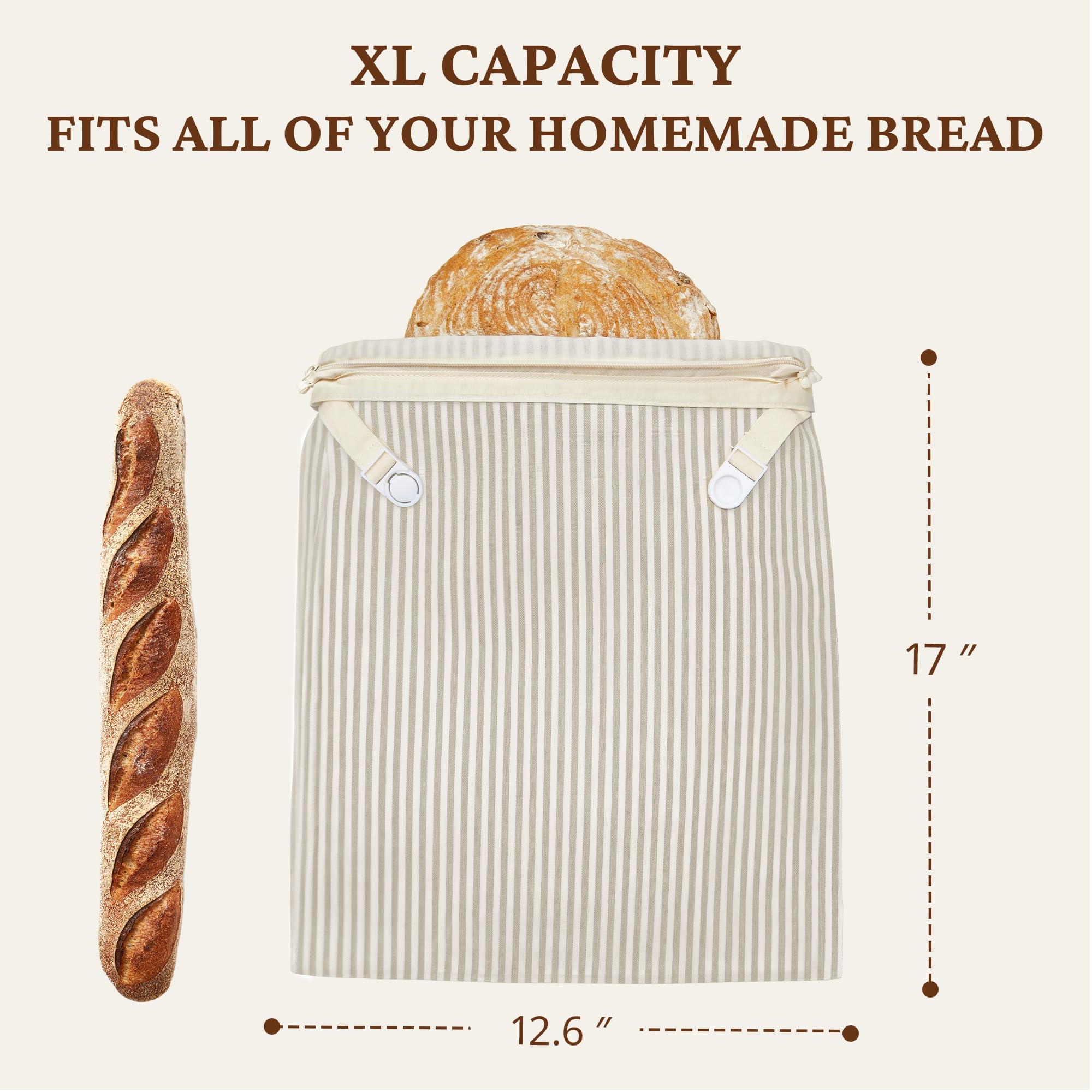 Organic Linen & Beeswax Bread Bag with Zipper (2-Pack)
