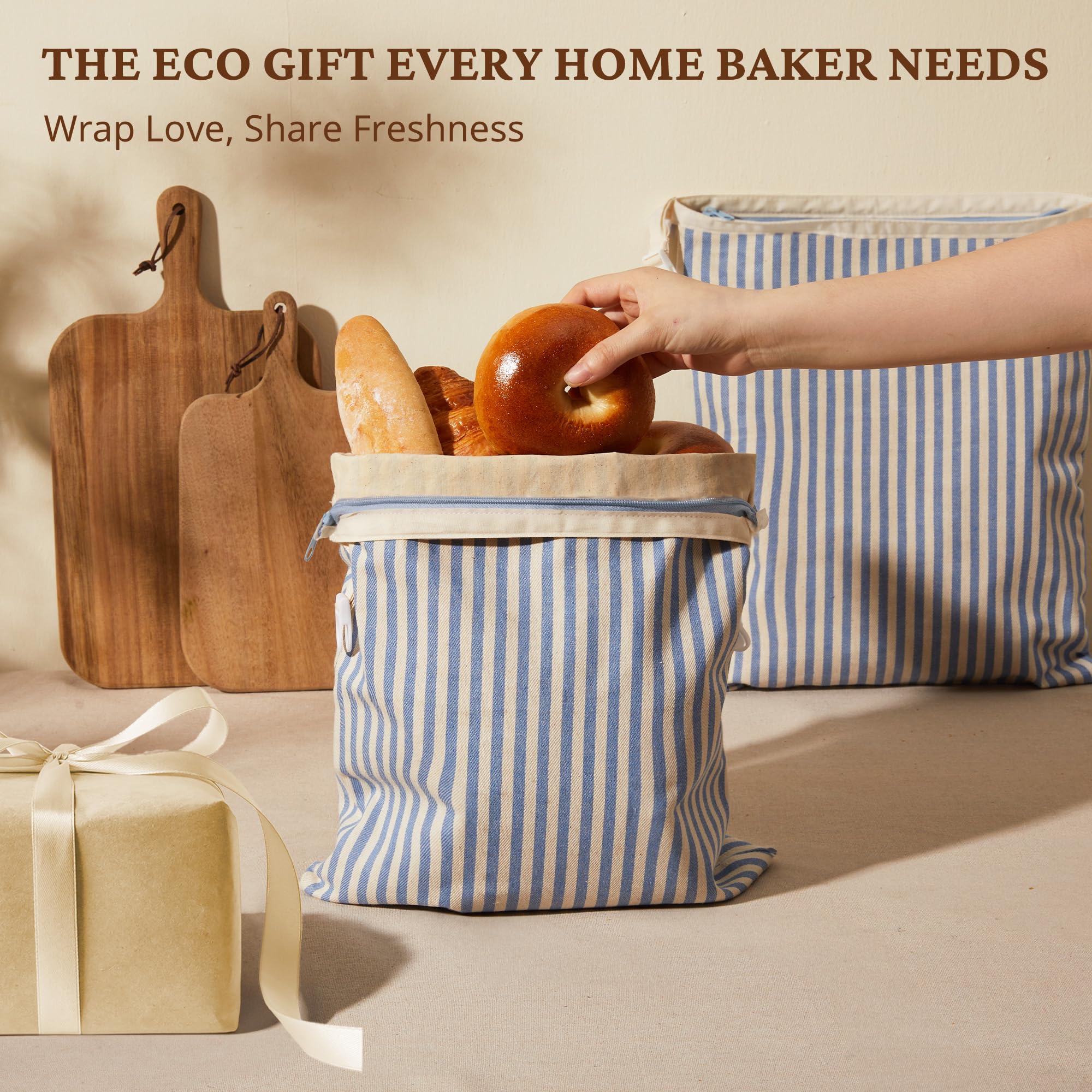 Organic Cotton & Beeswax Bread Bag with Zipper (2-Pack)