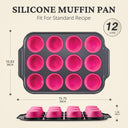 12 Cup Silicone Muffin Pan with Metal Frame
