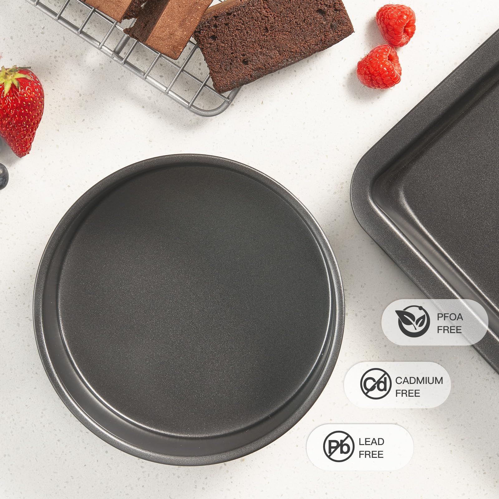 Nonstick Round Cake Pan, 6-Inch (3-Pack) with Parchment Sling (30-Pack)