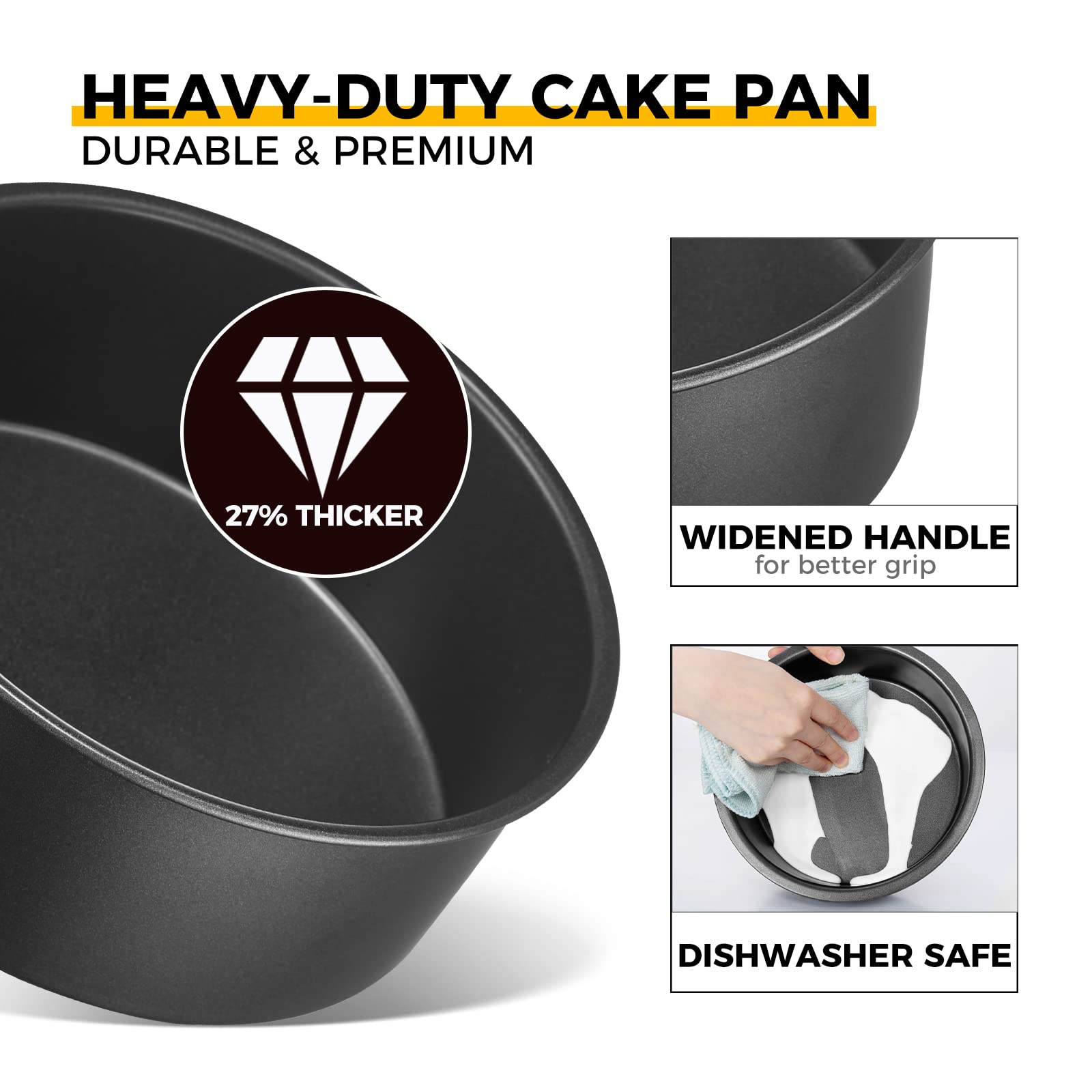 Nonstick Round Cake Pan, 6-Inch (6-Pack) with Parchment Sling (120-Pack)