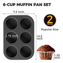 Cast Iron Muffin Pan, Pre-Seasoned 6-Cup (2-Pack)