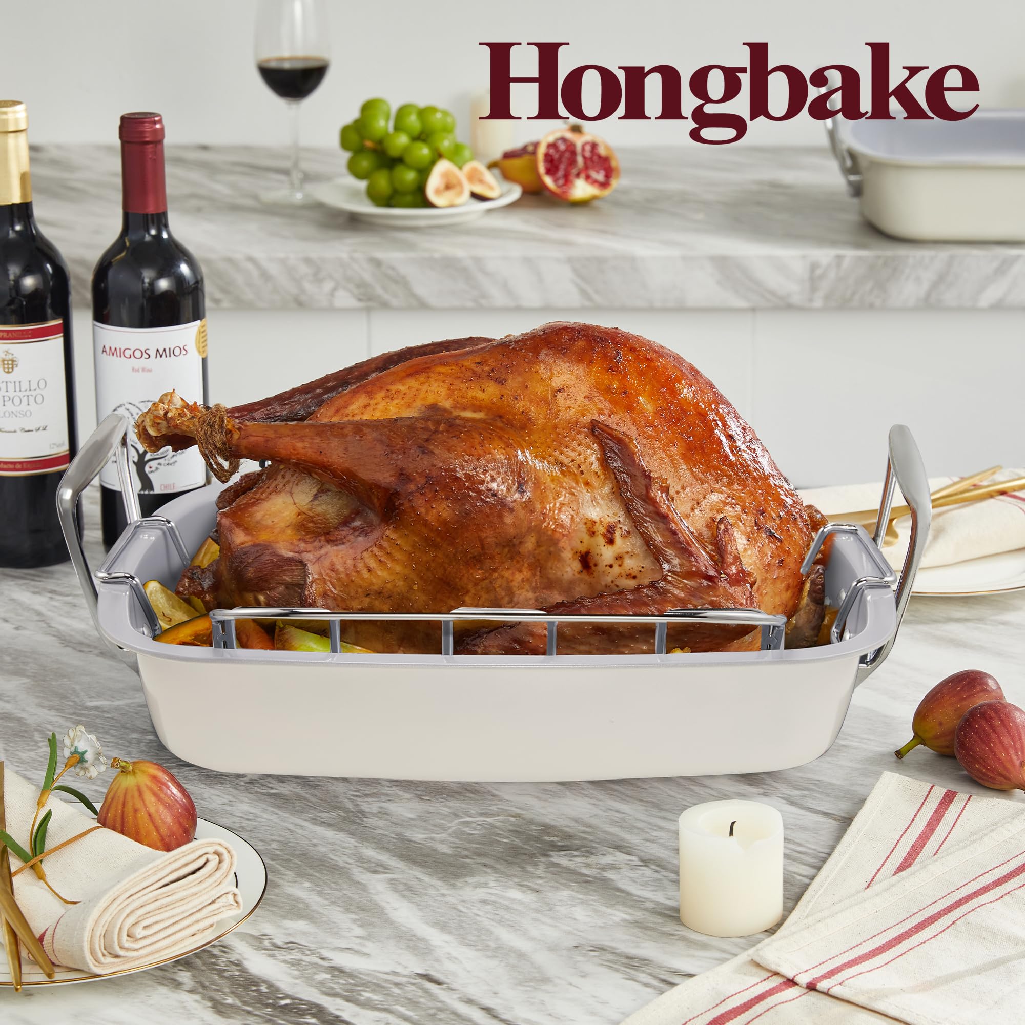 Ceramic Nonstick Roasting Pan with Rack, 18.7 × 13.6