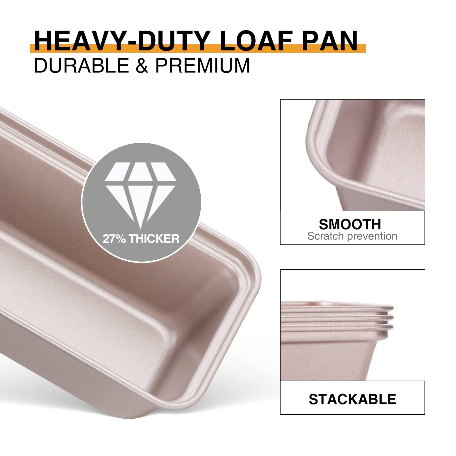 Nonstick Mini Loaf Pan, 6×3.3×2 (3-Pack)