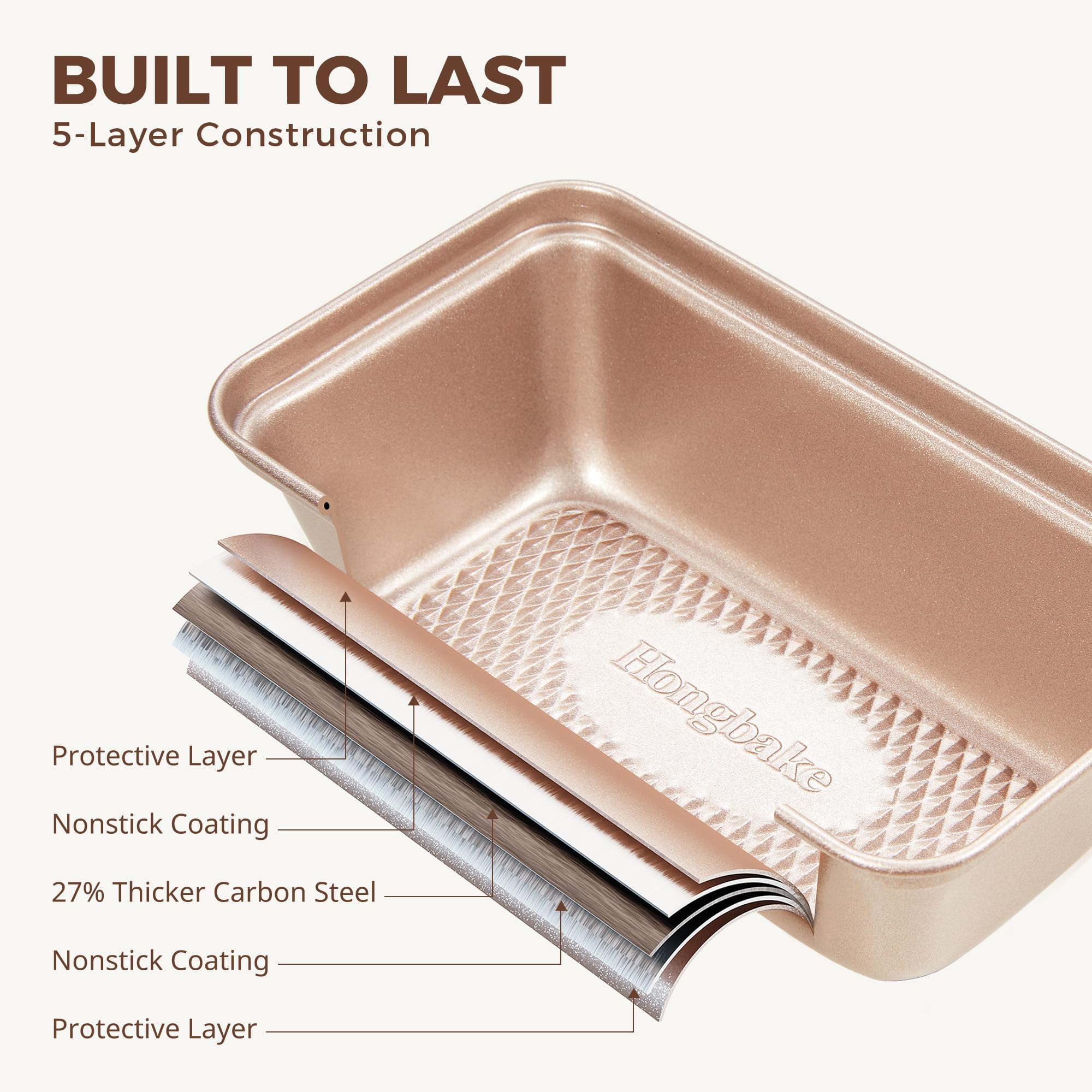 Diamond Texture Nonstick Mini Loaf Pan, 6×3.3×2 (3-Pack)