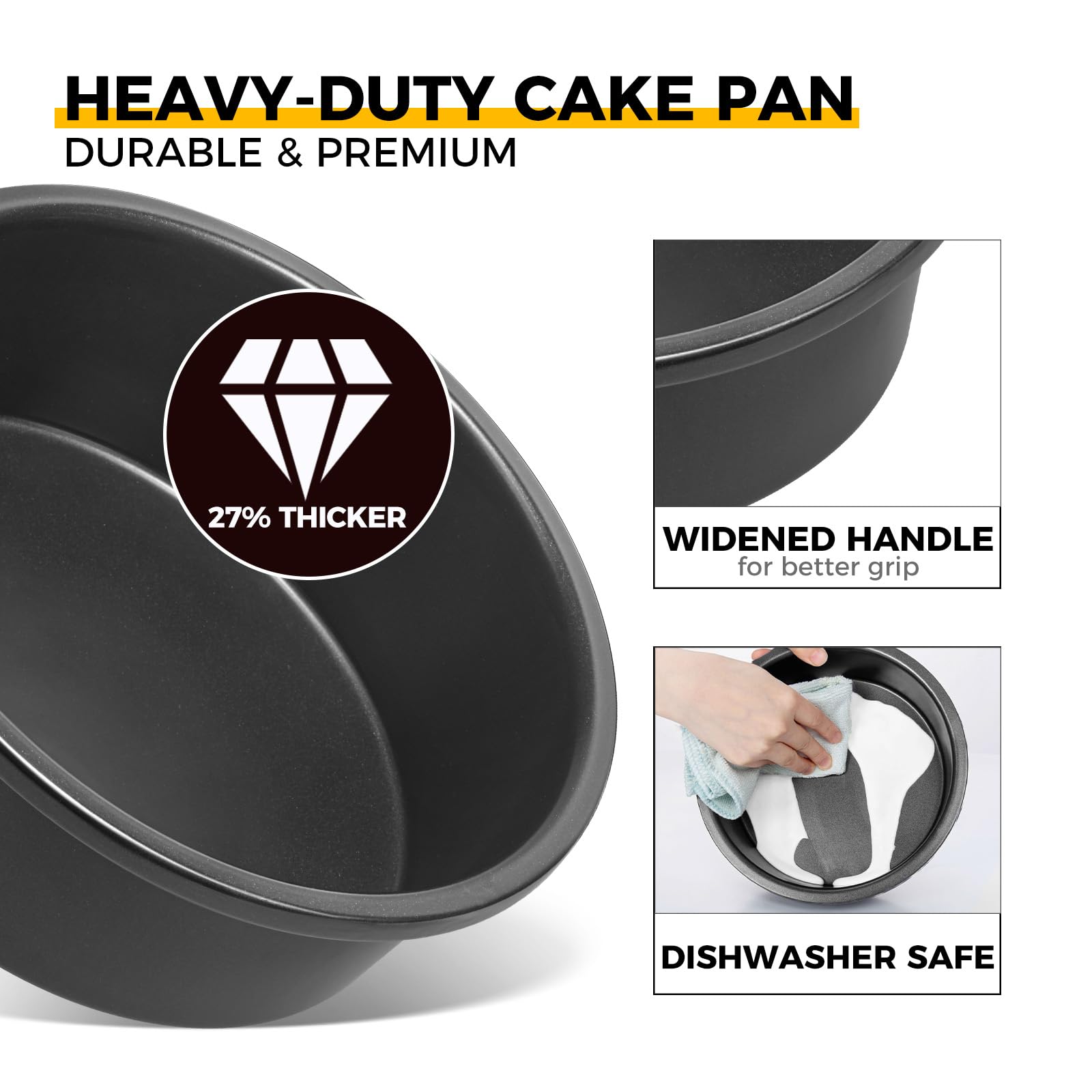 Nonstick Round Cake Pan, 6-Inch (3-Pack) with Parchment Sling (30-Pack)