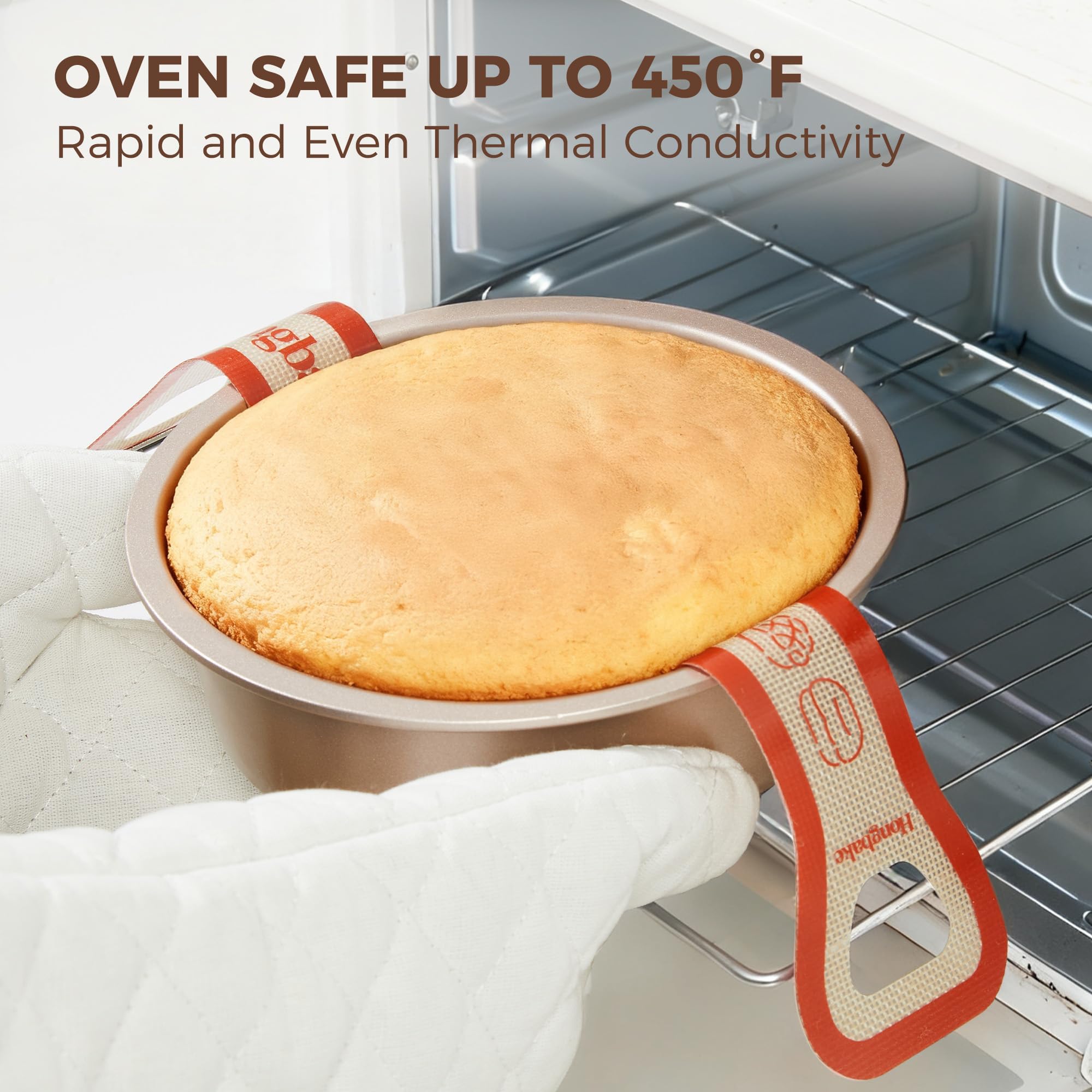 8-Inch Deep Round Cake Pans (2-Pack) with Silicone Slings (2-Pack)