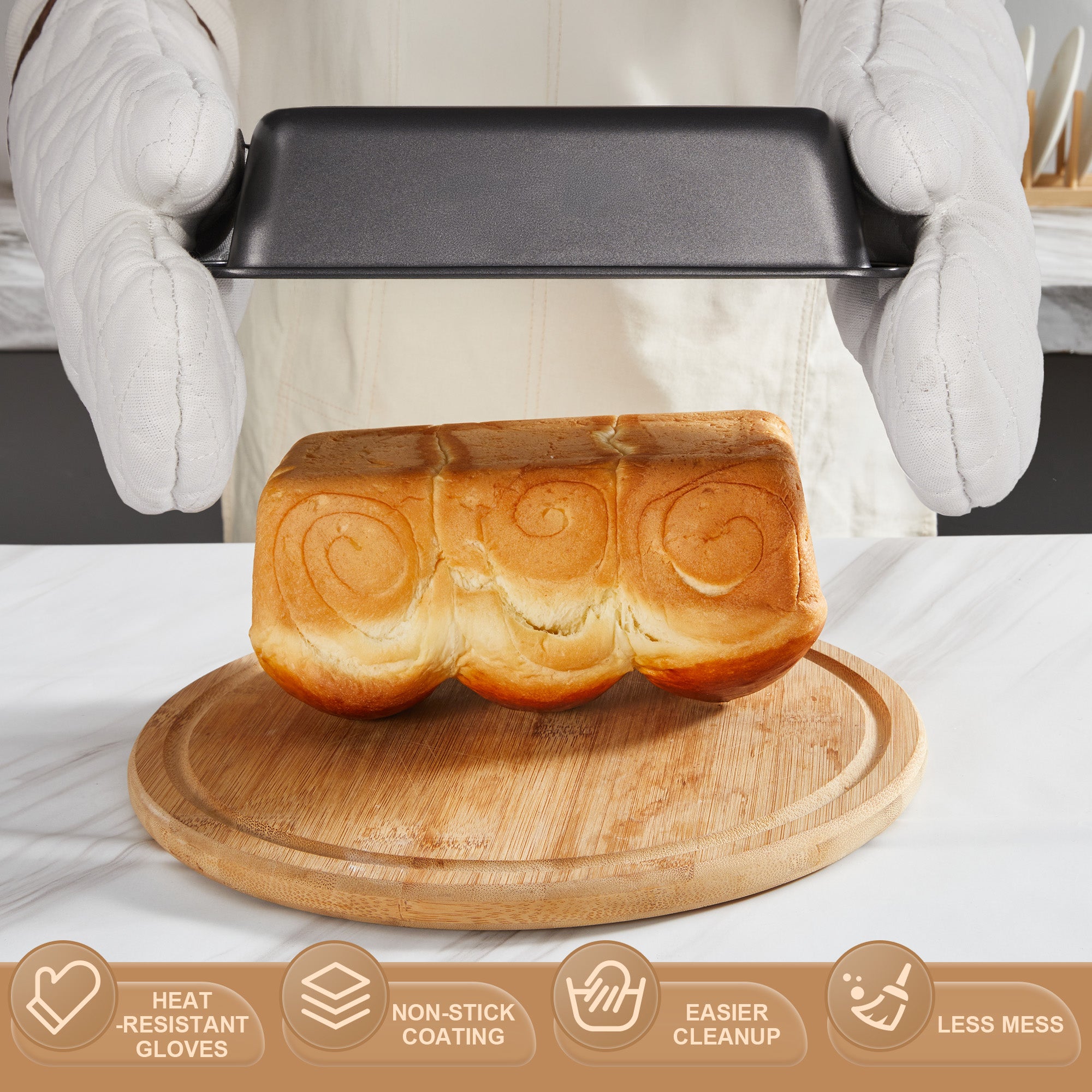 Baking Pans Set with Kitchen Oven Mitts (12-Piece)