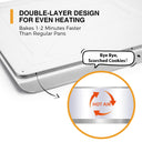 Insulated nonstick cookie sheet set with flat edge design for even baking and commercial oven use