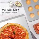 Insulated nonstick cookie sheet set with flat edge design for even baking and commercial oven use