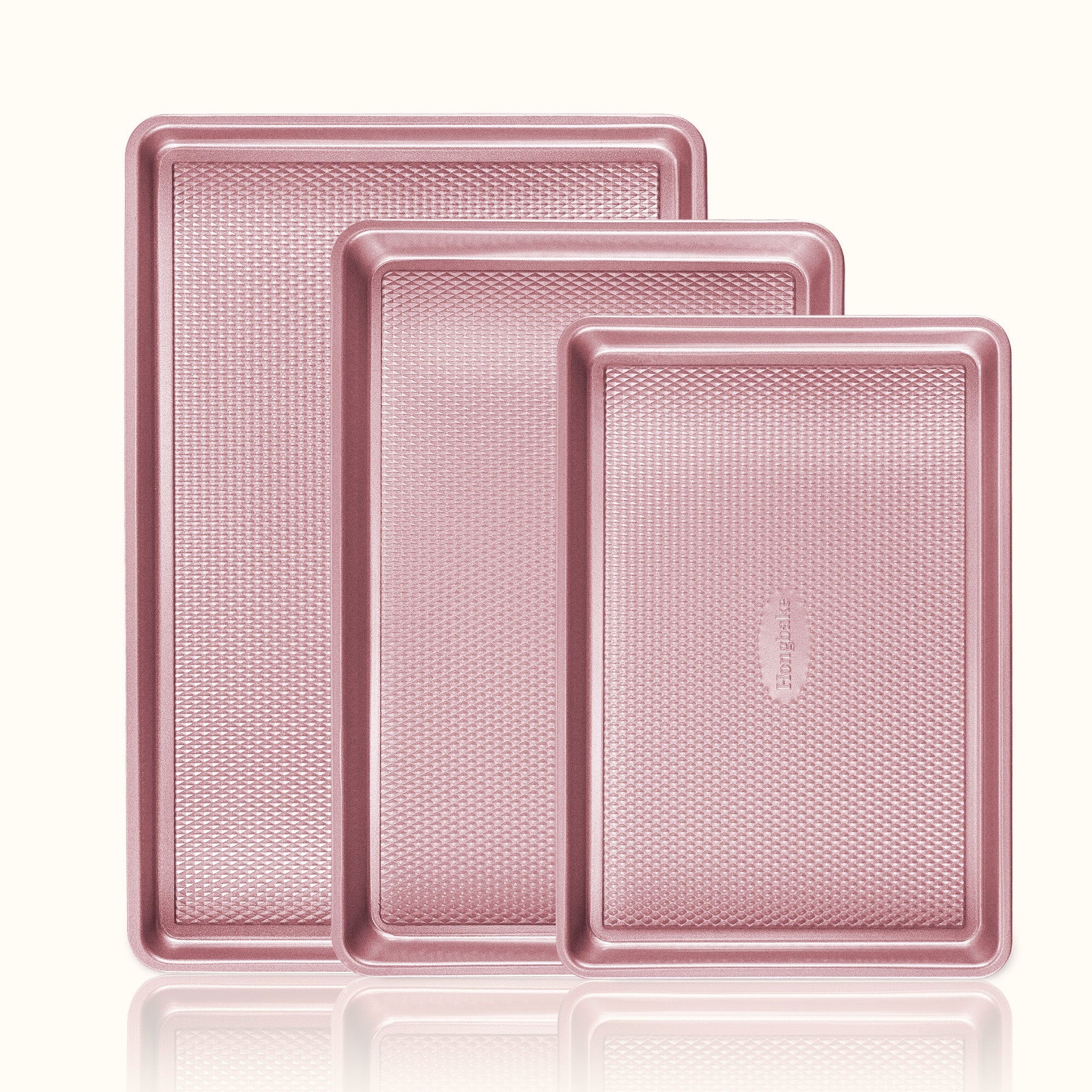 Pink Diamond Pattern Nonstick Bakeware 3-Piece Set by HONGBAKE