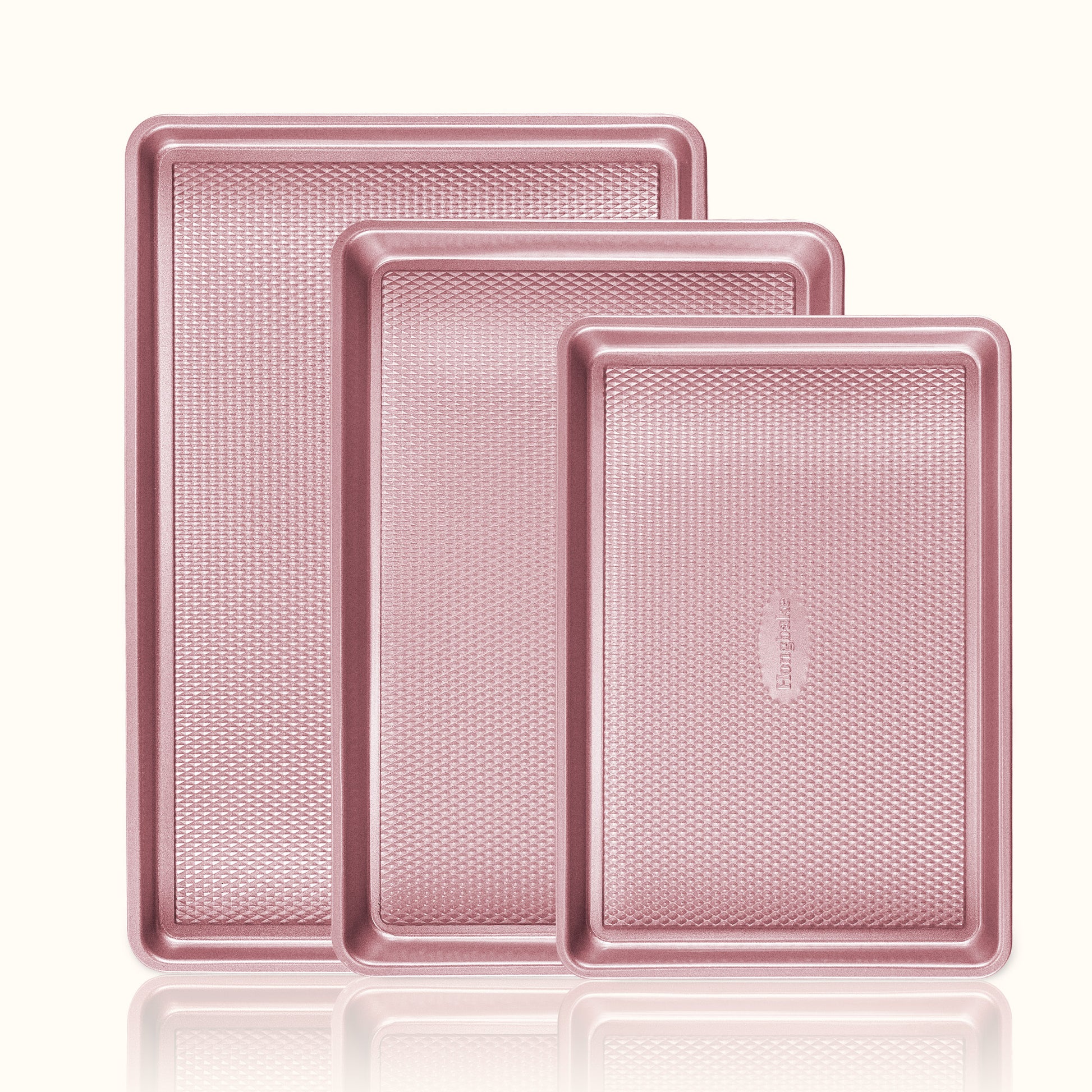 Pink Diamond Pattern Nonstick Bakeware 3-Piece Set by HONGBAKE