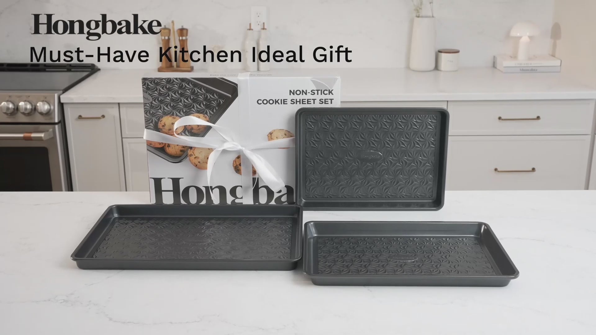 Load video: Floral Swirl Texture Nonstick Baking Sheet Set (3-Piece)