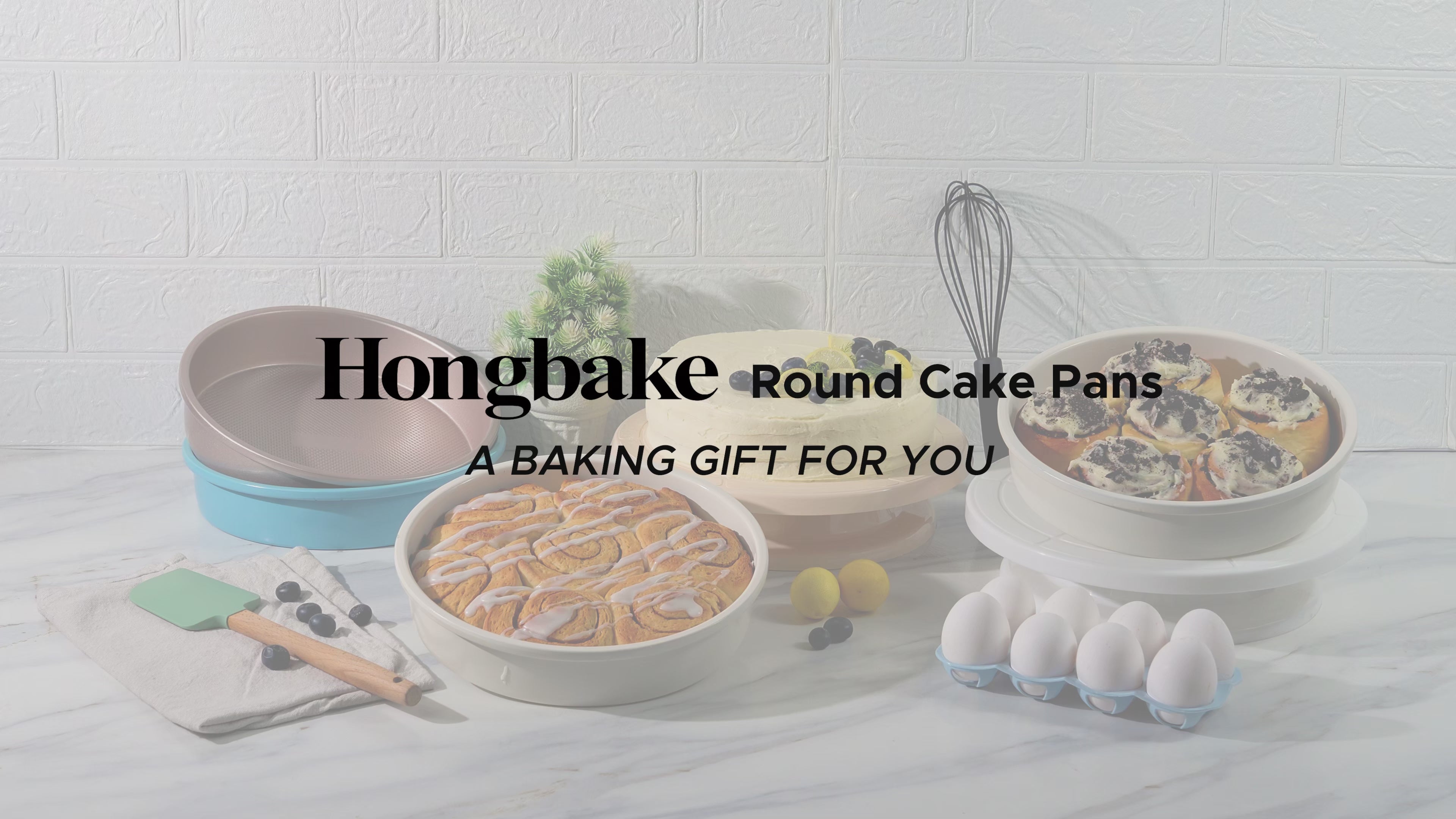 Load video: Diamond Texture Ceramic Nonstick Round Cake Pan, 9-Inch (2-Pack)