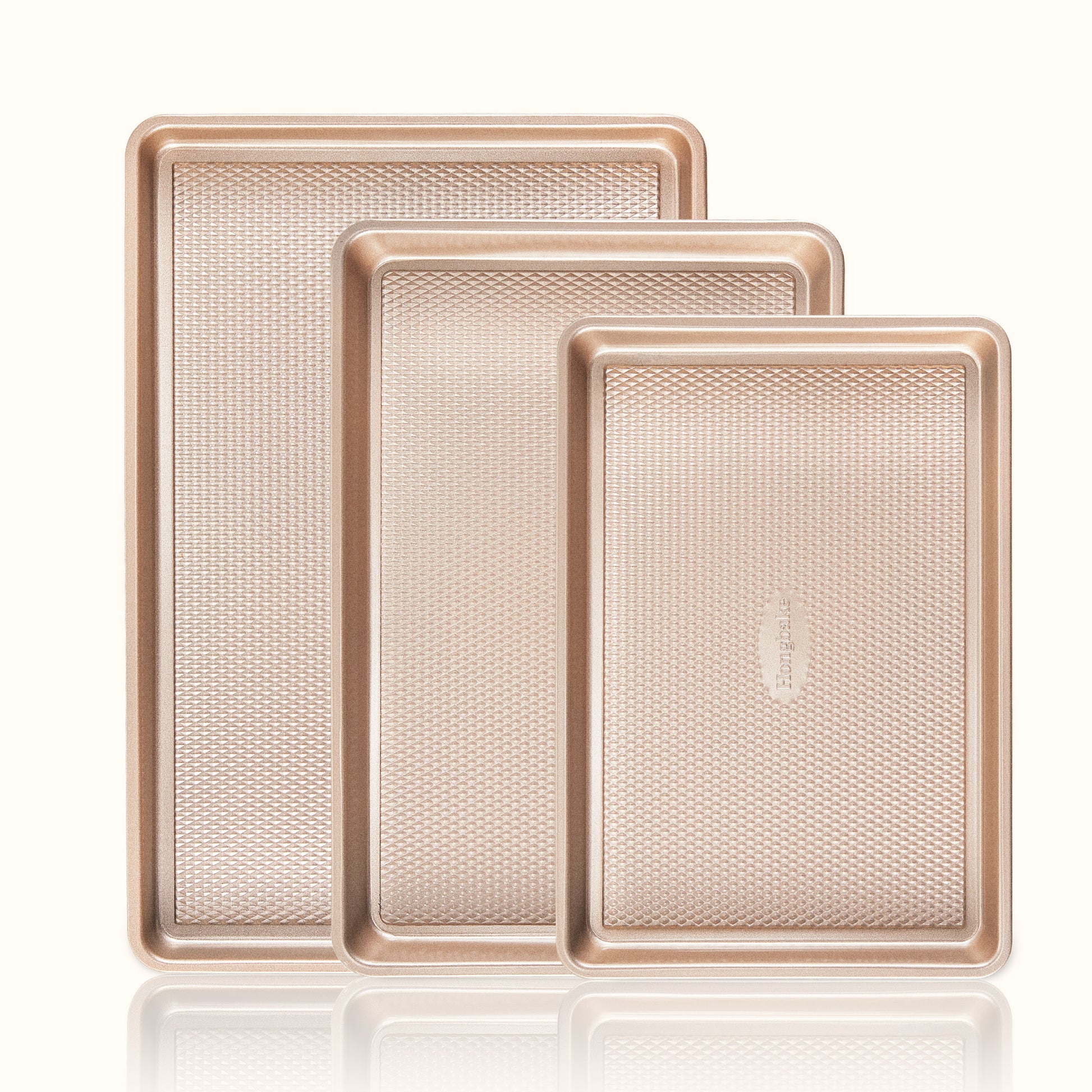 rose gold Diamond Pattern Nonstick Bakeware 3-Piece Set by HONGBAKE
