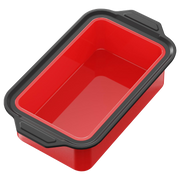 Silicone bread loaf pan with carbon steel frame for 9x5 homemade bread, red