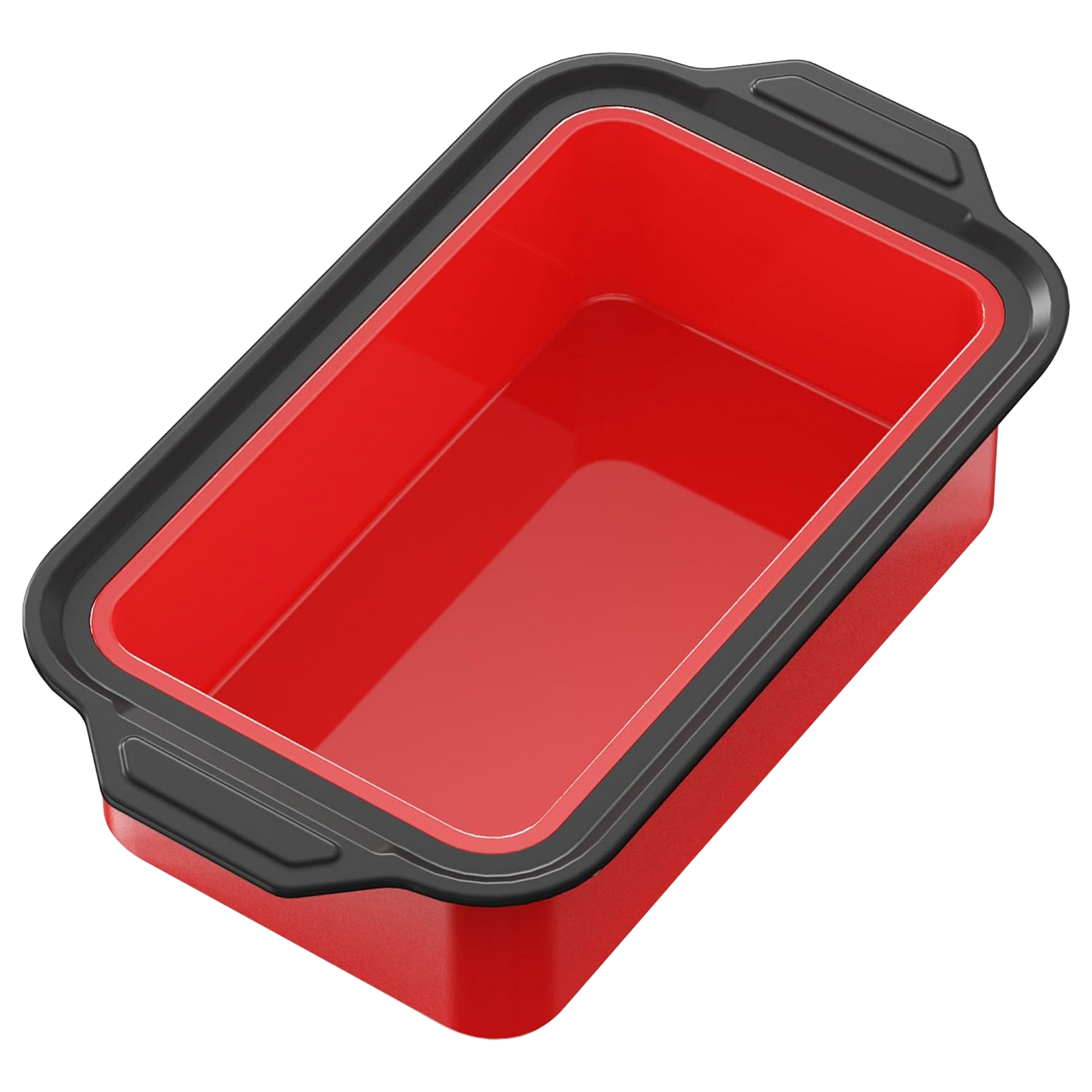 Silicone bread loaf pan with carbon steel frame for 9x5 homemade bread, red