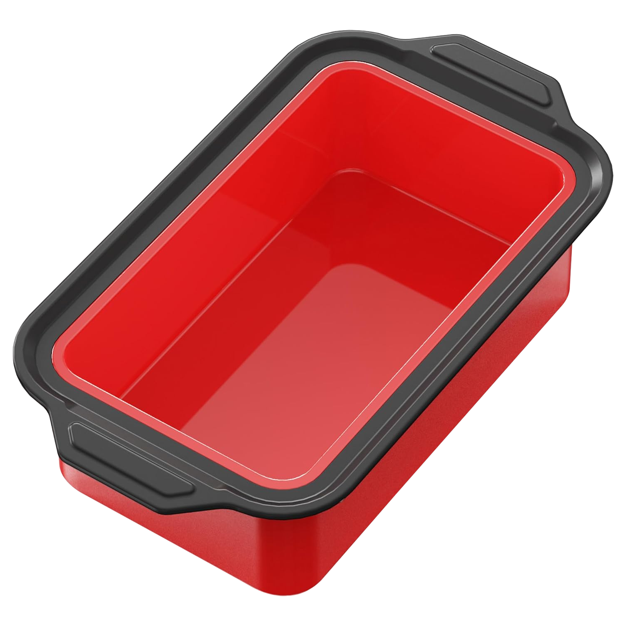 Silicone bread loaf pan with carbon steel frame for 9x5 homemade bread, red