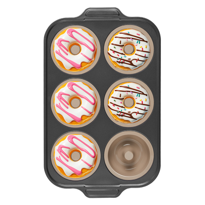 Silicone Donut Pan with Carbon Steel Frame 6-Donut