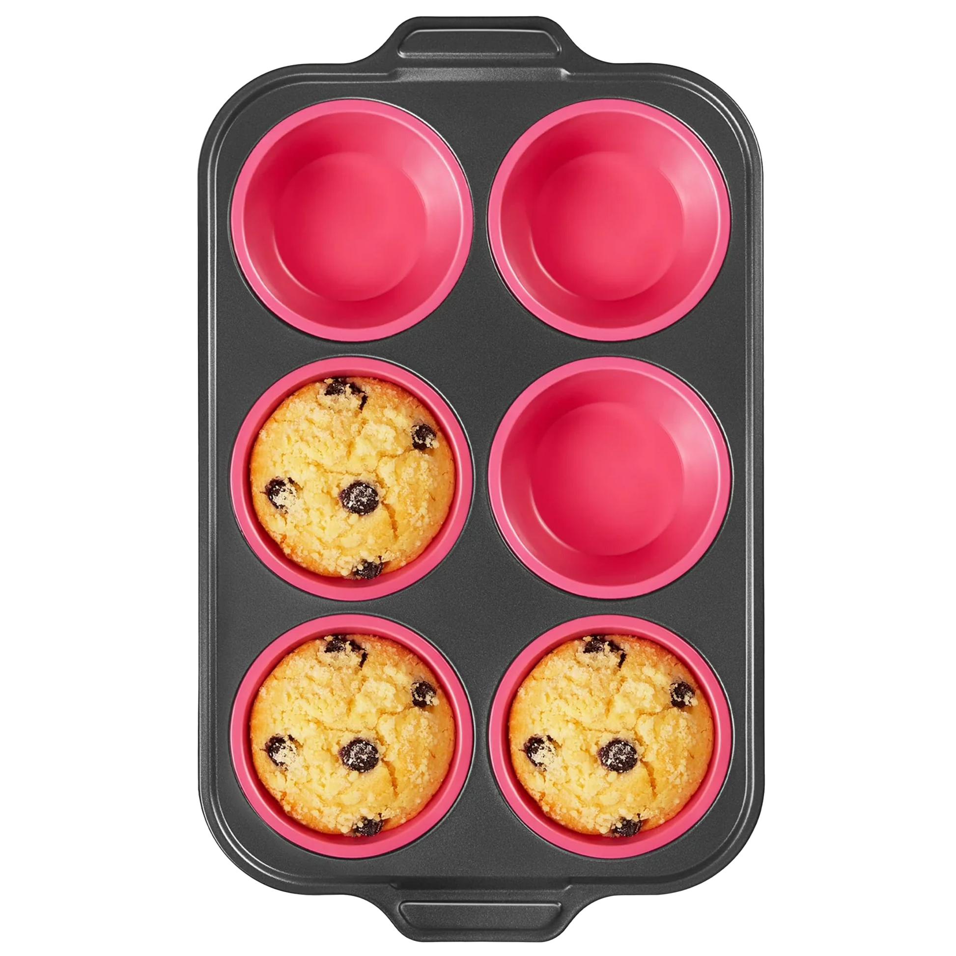 Silicone jumbo muffin and cupcake pan with carbon steel frame, 6 cup, rose