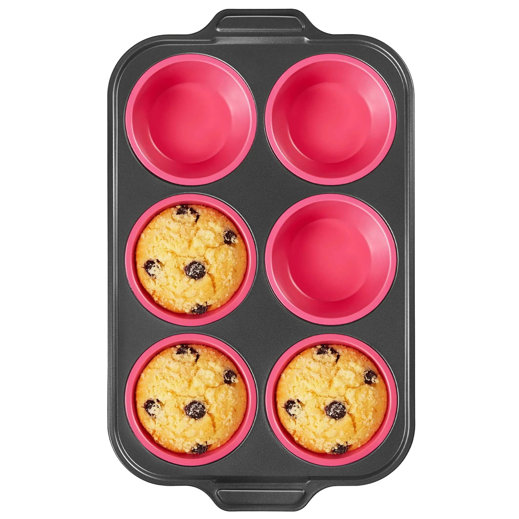 Silicone jumbo muffin and cupcake pan with carbon steel frame, 6 cup, rose
