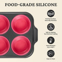 Silicone jumbo muffin and cupcake pan with carbon steel frame, 6 cup, rose