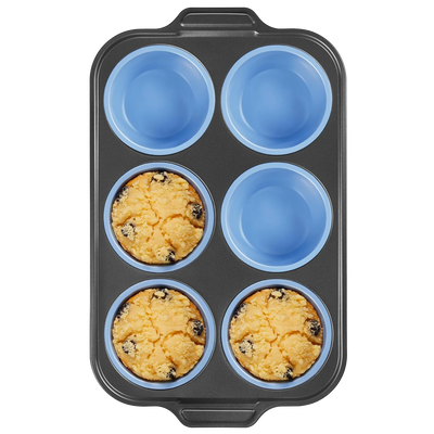 Silicone Jumbo Muffin & Cupcake Pan with Carbon Steel Frame 6-Cup