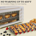 Silicone mini muffin and cupcake pan with carbon steel frame, 24 cup, red