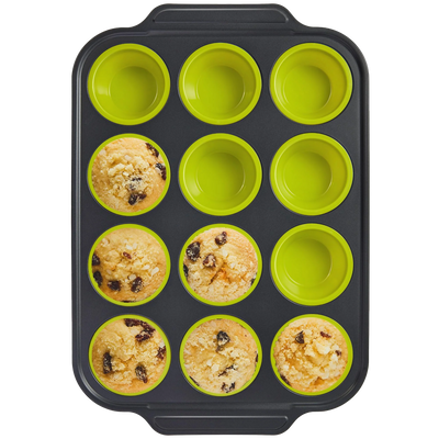 Silicone Muffin & Cupcake Pan with Carbon Steel Frame 12-Cup