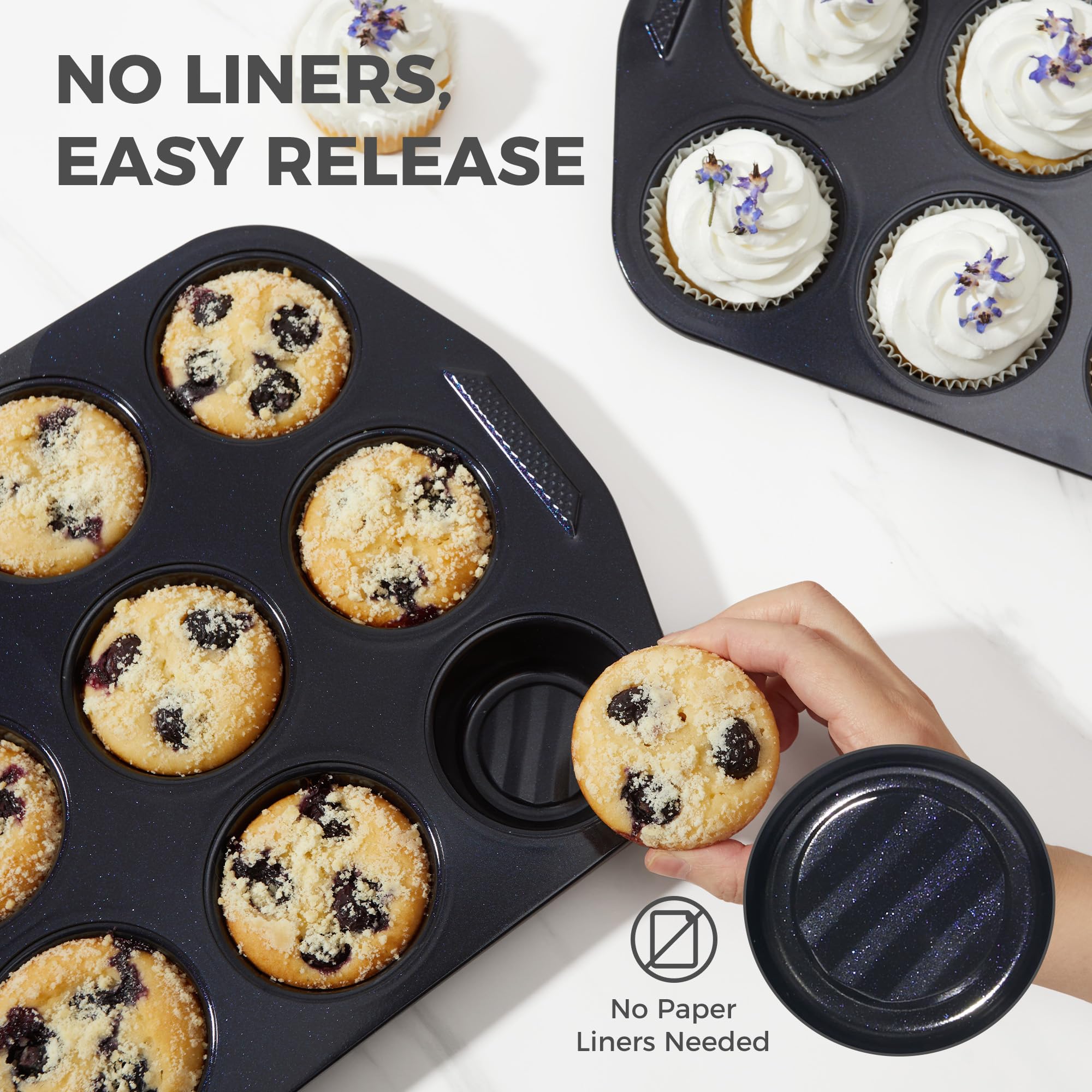 Wave texture nonstick bakeware set with nine essential pieces designed for even heating and reduced oil contact