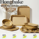 Wave texture nonstick bakeware set with nine essential pieces designed for even heating and reduced oil contact